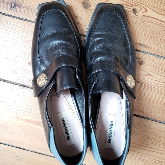 Reike Nen Black and Light Blue Heeled Loafers - Picture 5 of 5